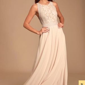 Lulu’s Blush Pink Lace Maxi dress